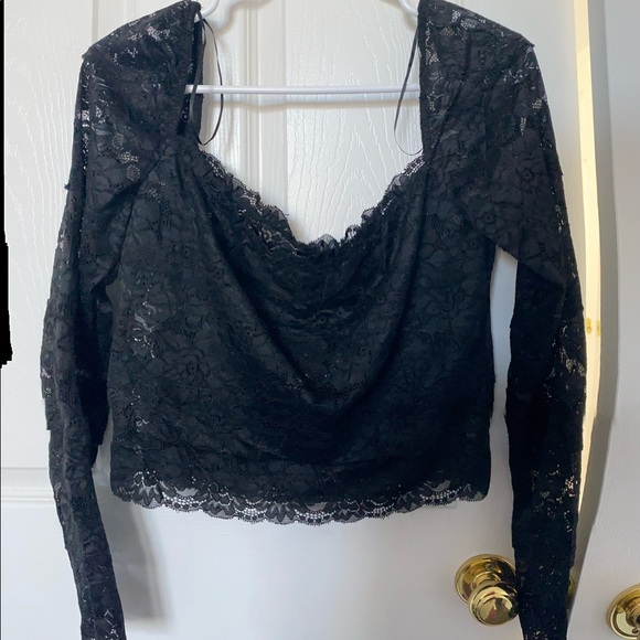 Guess Women's Kristy Off-The-Shoulder Lace Top Black - Picture 1 of 3